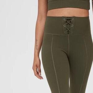 Offline By Aerie Green Ribbed Lace Up High Rise Leggings Size XS